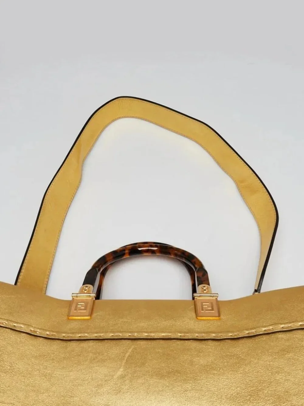 Fendi Gold Leather Medium Sunshine Tote Bag -8BH386 - Picture 6 of 11